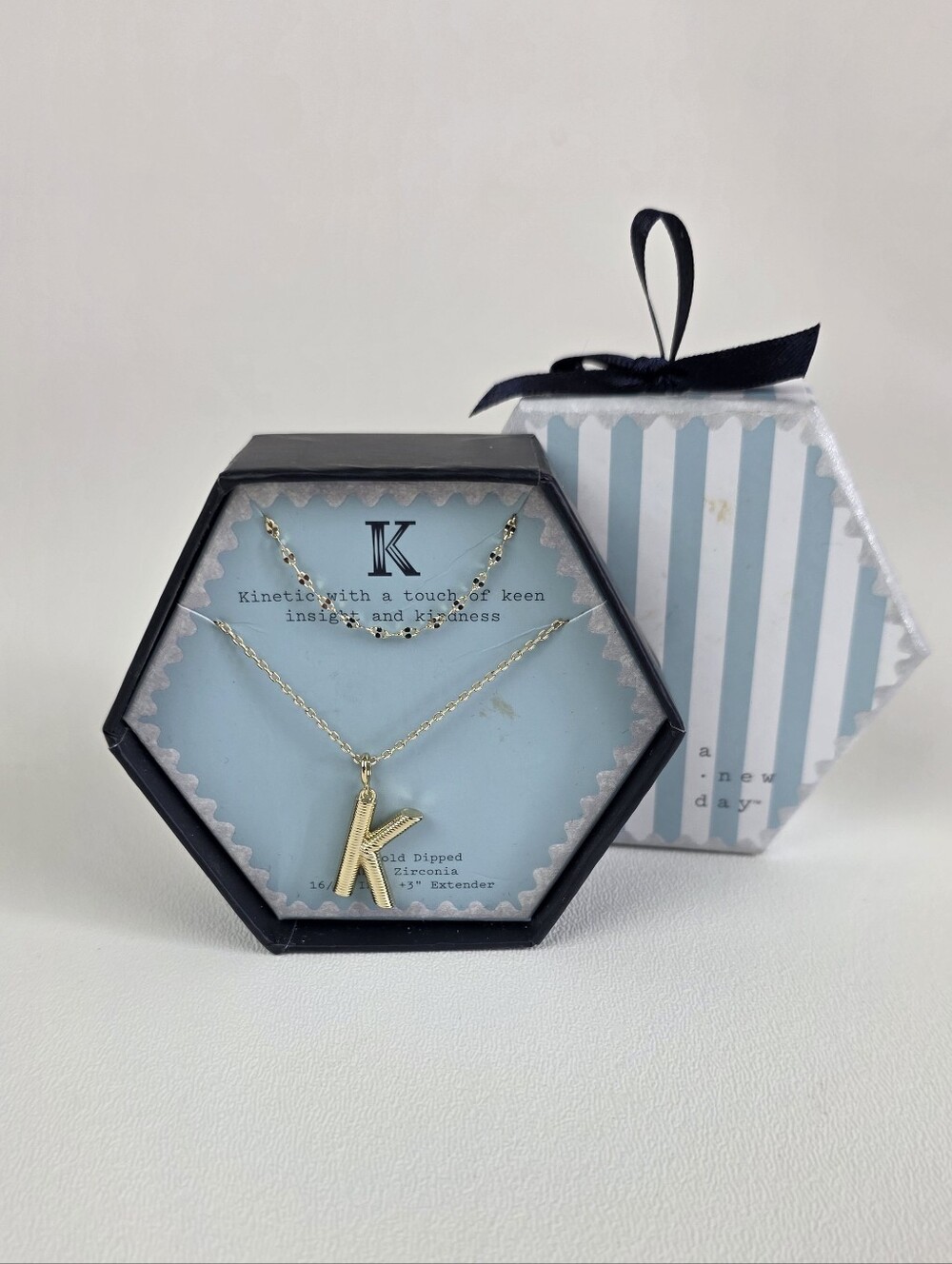 14k Gold Dipped In Cubic Zirconia 'K' Initial Pendant Necklace, Women's Jewelry!